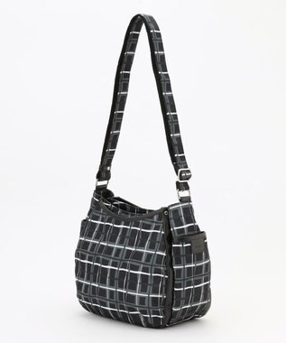 Y'SACCS ドローイングチェックショルダーバッグ ブラック