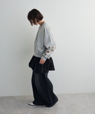 Green Parks フラワーくり抜き刺繍スウェットプルオーバー Gray Mixture