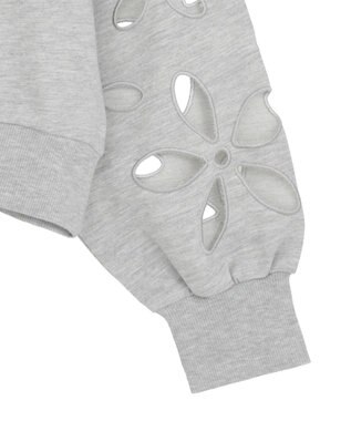 Green Parks フラワーくり抜き刺繍スウェットプルオーバー Gray Mixture
