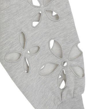 Green Parks フラワーくり抜き刺繍スウェットプルオーバー Gray Mixture