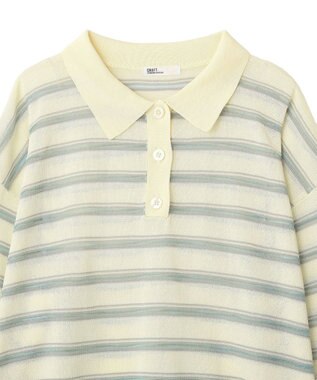 CRAFT STANDARD BOUTIQUE シアーボーダーポロ衿ニットプルオーバー Ivory
