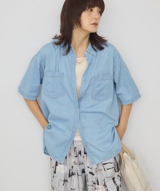 AMERICAN HOLIC Ｗポケット半袖デニムシャツ Light Indigo