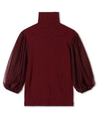 Chacott 【ノーソーイングニット】チュールスリーブハイネックトップ ガーネット