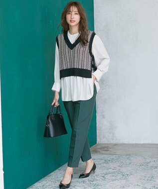 ANY SIS 【2SET】ニットベスト×チュニック ブラウス ブラック系