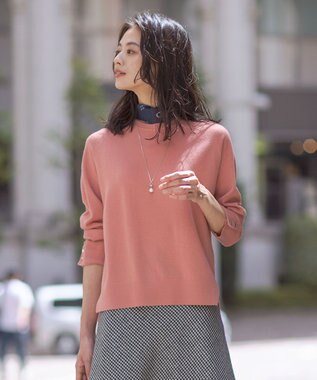 J.PRESS LADIES L 【洗える】SEMI WORSTED WOOL クルーネック ニット ピンク系