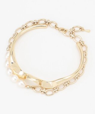 組曲 【2SET】メタルバングル パールセットブレスレット ゴールド系