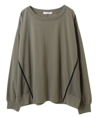 Green Parks グログランテープ配色ドッキングプルオーバー Khaki