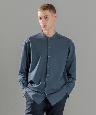 ウールツイストジャージー　バンドカラーシャツ