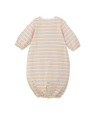 MIKI HOUSE HOT BISCUITS 【50-60cm】 みじんボーダー ワンポイント刺繍 ツーウェイオール マルチカラー