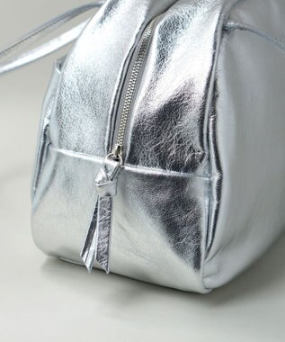 FOLNA RD ホイルレザーボストンバッグ Mサイズ シルバー