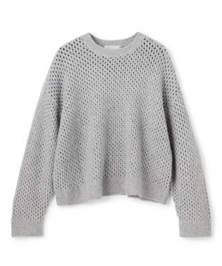 UNFILO L 【野呂佳代さん着用】ふわふわニット メッシュプルオーバー グレー