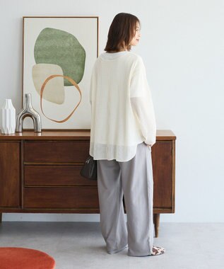 Green Parks メッシュ長袖ゆるカットプルオーバー Ecru