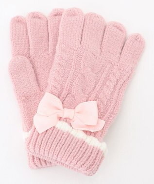 ANY KIDS ケーブルリボン手袋 ピンク