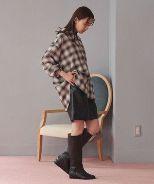 Green Parks オンブレーチェックライトシャツ Beige