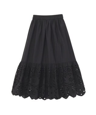 Green Parks ペチ付スカラップ刺しゅうスカート Black