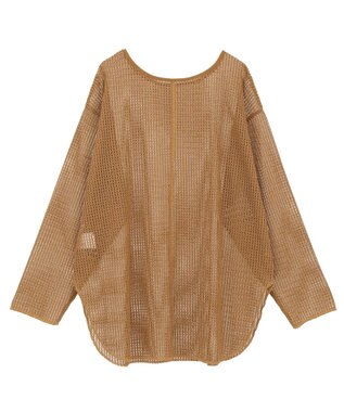 Green Parks メッシュ長袖ゆるカットプルオーバー Mustard