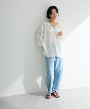 Green Parks 切り替えカーウ゛ィーデニムパンツ Light Indigo