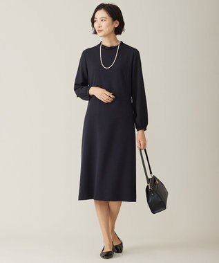 J.PRESS LADIES 【洗える】ジョーゼットジャージー ワンピース ネイビー系