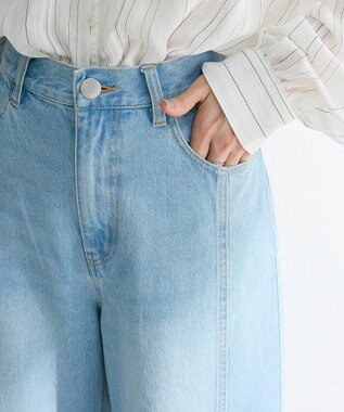 Green Parks 切り替えカーウ゛ィーデニムパンツ Light Indigo