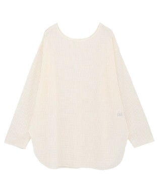 Green Parks メッシュ長袖ゆるカットプルオーバー Ecru