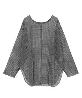 Green Parks メッシュ長袖ゆるカットプルオーバー Dark Gray