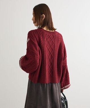 Green Parks ・ＥＬＥＮＣＡＲＥ　ＤＵＥ　ハンドステッチケーブルニッ Bordeaux