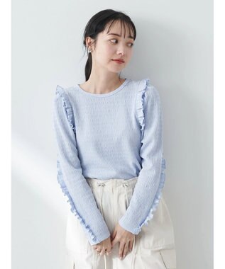 earth music&ecology シャーリングカットプルオーバー Blue