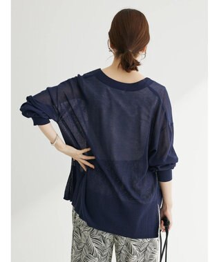 Green Parks 接触冷感Ｖネックカーデ Dark Navy