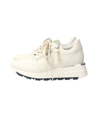 INTER-CHAUSSURES 【QUSHELI】アウトサイドジップレザースニーカー オフホワイト