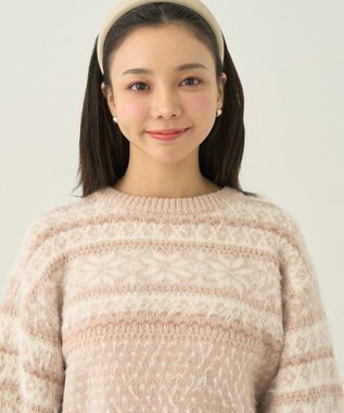 earth music&ecology フェザーヤーンノルディックプルオーバー Beige