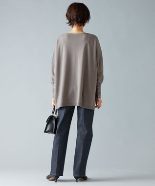 自由区 【洗える】ソフトウールハイゲージポンチョ風 ニット ベージュ系