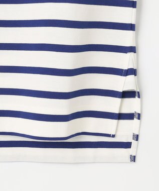 自由区 L 【洗える】コットンボーダー ボートネックカットソー ダルブルー系1