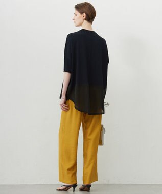 ICB L 【接触冷感・UVカット・洗える】VIS/NYハイゲージ シアーコンビニット ネイビー×ブラックシアー系