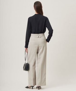 ICB L 【CLASSY.1月号掲載・2WAY・洗える】 クリアサテン ワイドストレートパンツ ベージュ系