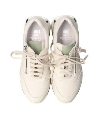 INTER-CHAUSSURES 【QUSHELI】アウトサイドジップレザースニーカー オフホワイト