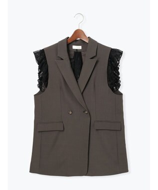 Te chichi レースドッキングテーラードジレ ダークブラウン