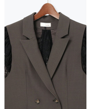 Te chichi レースドッキングテーラードジレ ダークブラウン