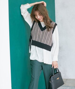 ANY SIS 【2SET】ニットベスト×チュニック ブラウス ブラック系