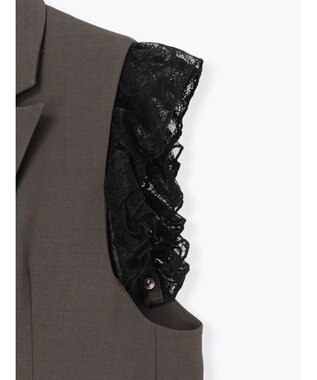 Te chichi レースドッキングテーラードジレ ダークブラウン