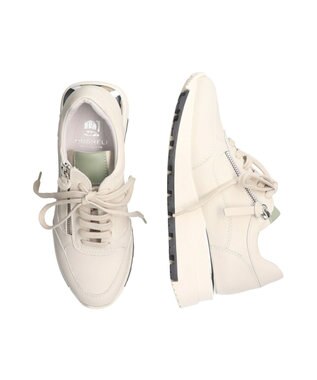 INTER-CHAUSSURES 【QUSHELI】アウトサイドジップレザースニーカー オフホワイト