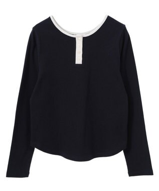 earth music&ecology ２ＷＡＹ釦リブプルオーバー Navy