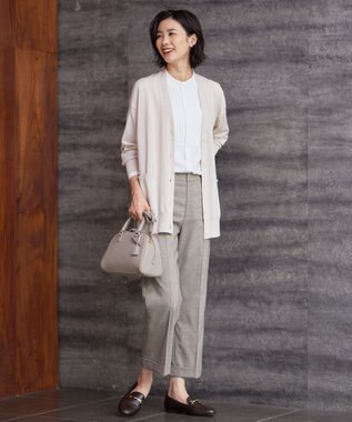 J.PRESS LADIES L 【洗える】シルキーレーヨンストレッチ Vネック カーディガン ベージュ系