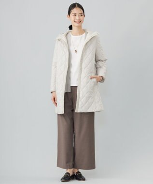 J.PRESS LADIES 【WEB限定カラーあり・洗える】コンパクトタフタキルティング フーデッド コート アイボリー系