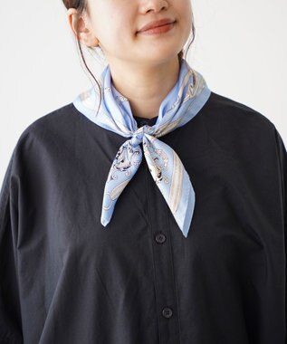 Marca 【Marcaオリジナル】ドッグ 小判 シルクツイル スカーフ ブルー