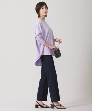 ICB 【洗える】TaPeダブルクロス セミフレアパンツ ネイビー系