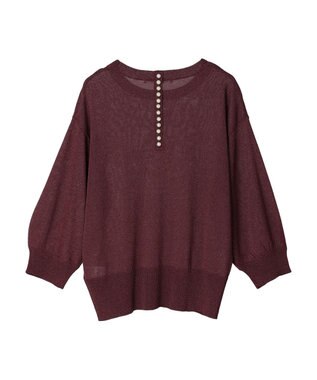 Green Parks ・ＥＬＥＮＣＡＲＥ　ＤＵＥバックパールシアー５分ニット Bordeaux