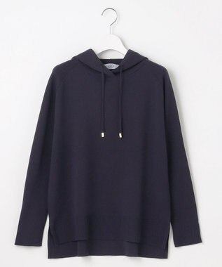 J.PRESS LADIES L 【洗える】HOODIE ニット パーカー ネイビー系