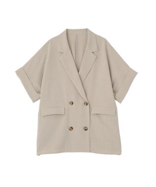AMERICAN HOLIC 【先行予約】【イージーケア】リネンライク半袖ジャケット Gray Beige