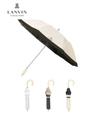 MOONBAT 【晴雨兼用日傘】ランバン コレクション（LANVIN COLLECTION）折りたたみ日傘 グログランリボン ベージュ
