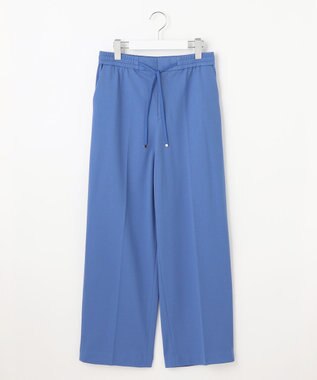 自由区 【洗える】ライトフィールジャージーワイドストレート パンツ ブルー